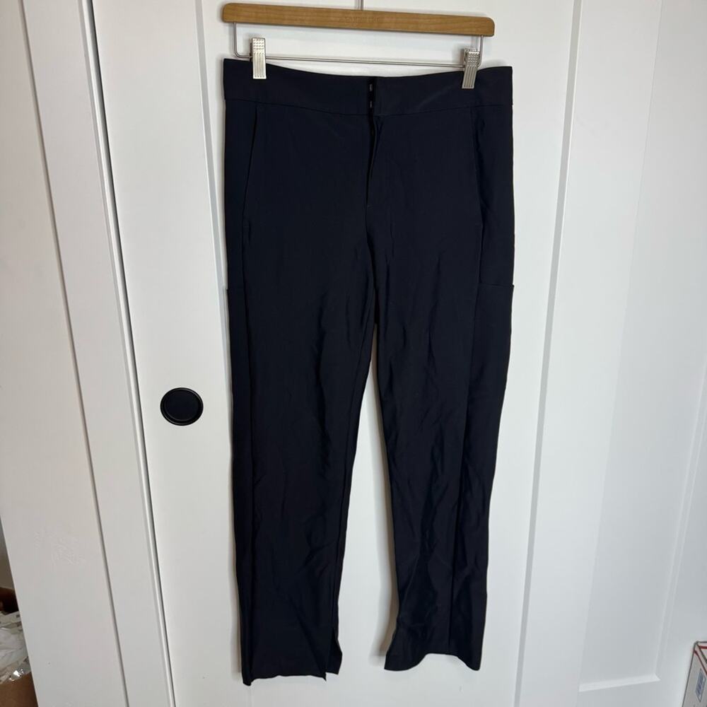 Athleta Stellar Crop Trouser Black Split Hem High Rise Size 10 Tall - Picture 2 of 7